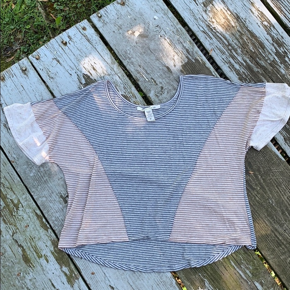 American Rag Boxy Cropped Stripped Tee Medium